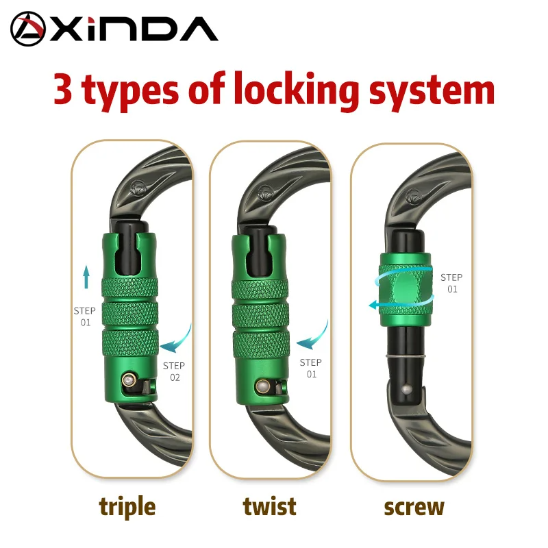 Xinda Hua Series O-Shaped Screw-Lock Auto Carabiner for Outdoor High-Altitude Climbing and Mountaineering Safety Gear