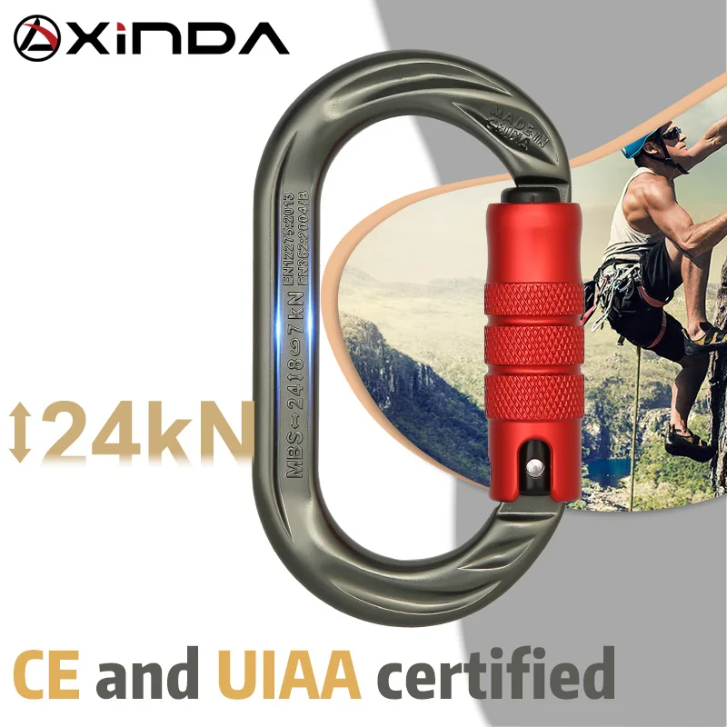 Xinda Hua Series O-Shaped Screw-Lock Auto Carabiner for Outdoor High-Altitude Climbing and Mountaineering Safety Gear