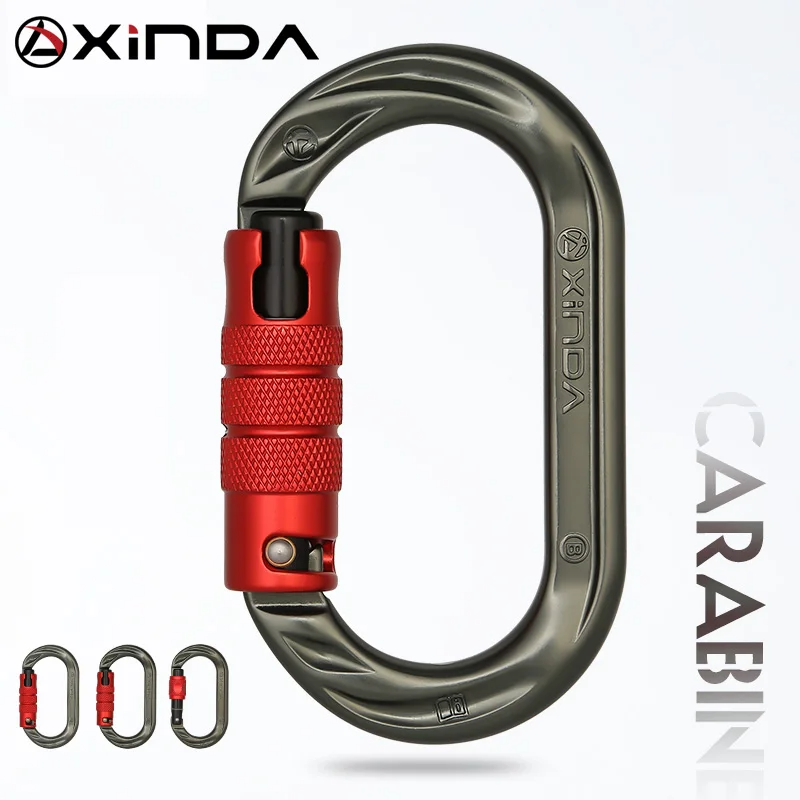 Xinda Hua Series O-Shaped Screw-Lock Auto Carabiner for Outdoor High-Altitude Climbing and Mountaineering Safety Gear