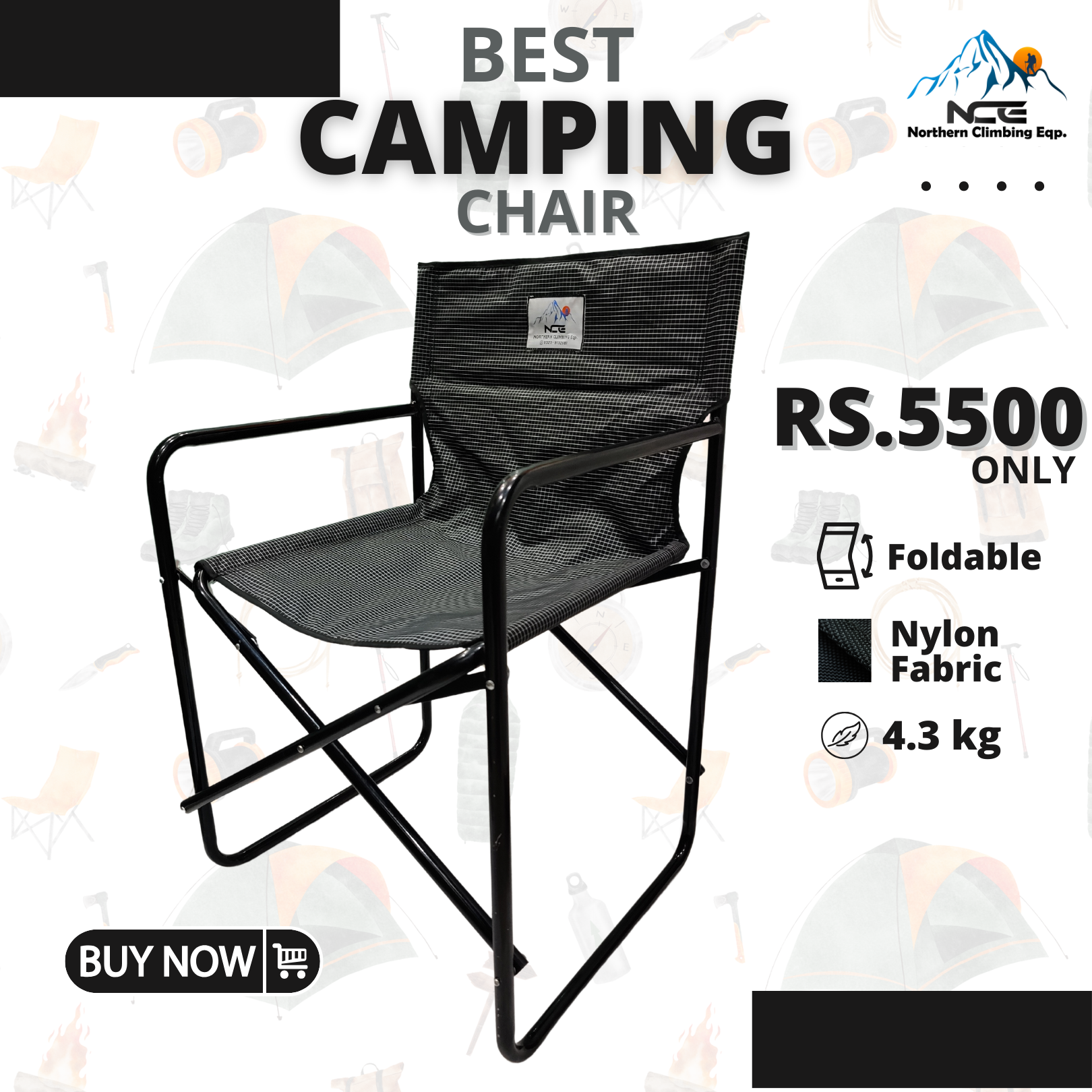 NCE Foldable Camping Chair Nylon Outdoor Portable Chair