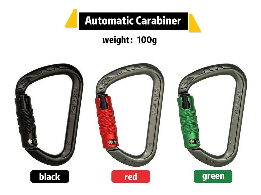 Xinda Hua Series D-Shaped Auto-Lock Carabiner for Outdoor Climbing, Mountaineering, Caving, and Rappelling Safety Gear
