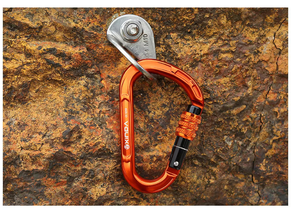 XINDA D-shaped screw gate carabiners CE certified 25kN for rock climbing 7075 aluminum