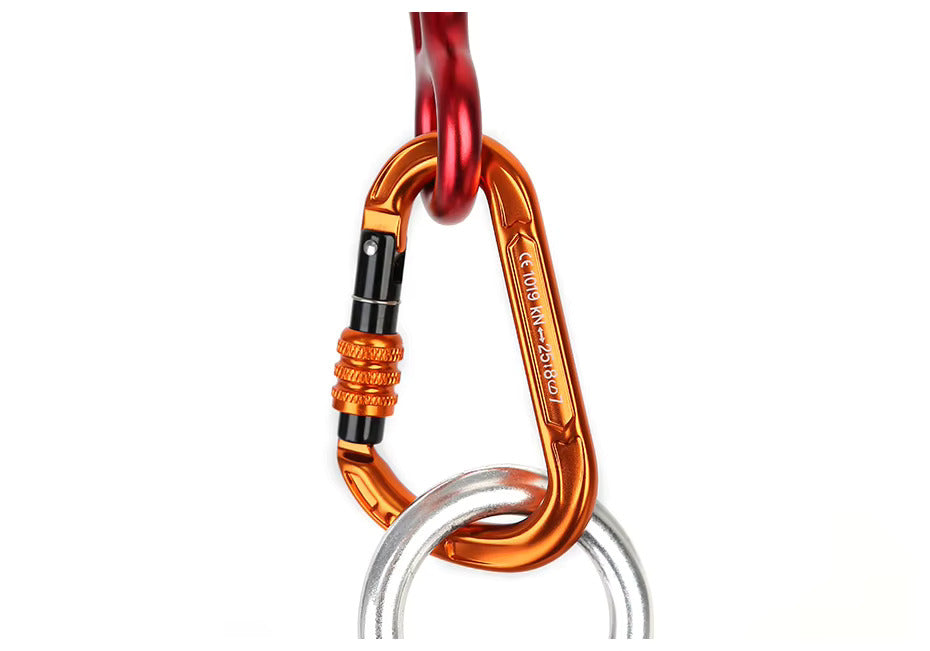 XINDA D-shaped screw gate carabiners CE certified 25kN for rock climbing 7075 aluminum