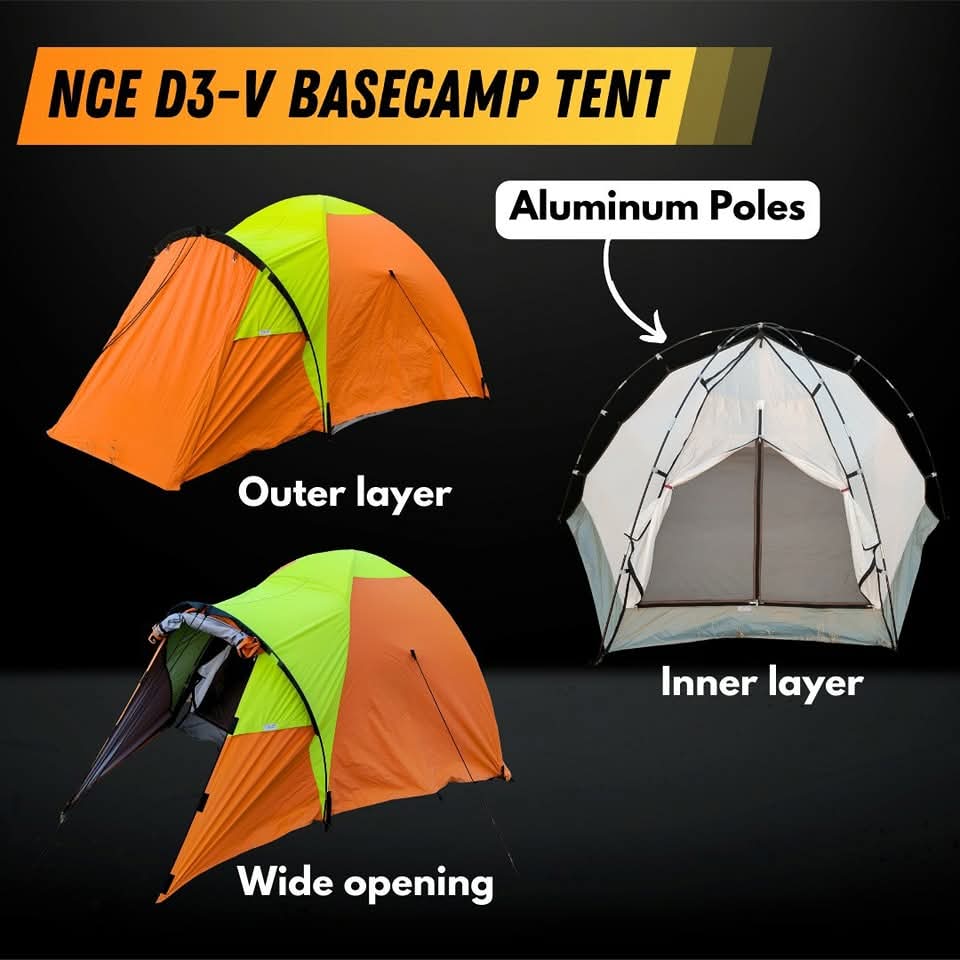 NCE D3-V Basecamp Tent 3 Person Waterproof Expedition Camping Tent