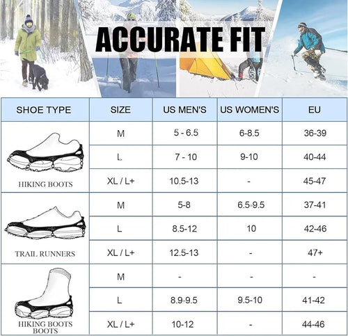 24 Spikes Crampons Ice Cleats Anti-Slip Snow Grips for Hiking Boots