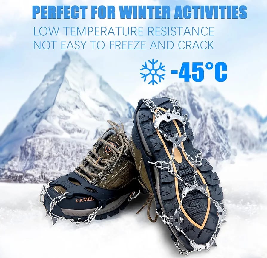 24 Spikes Crampons Ice Cleats Anti-Slip Snow Grips for Hiking Boots