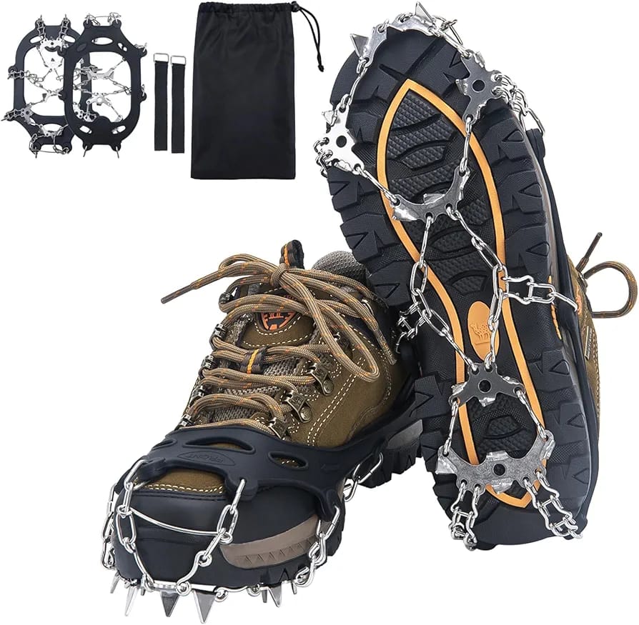 24 Spikes Crampons Ice Cleats Anti-Slip Snow Grips for Hiking Boots