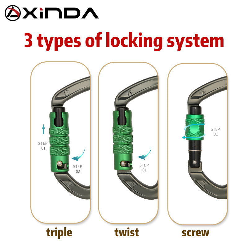 Xinda Hua Series Outdoor Mountaineering and Climbing D-Shaped Load-Bearing Carabiner for Safety and Climbing Gear