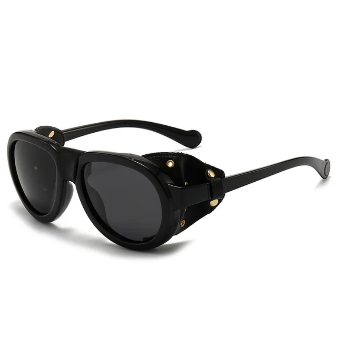 Alpine Glare Steampunk Climbing Sunglasses | Polarized Lens with Leather Side Shields