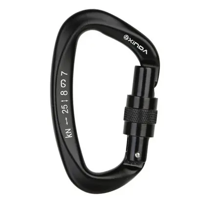 XINDA CE Certified D-Shape Screw Gate Carabiner 25kN | 7075 Aluminum Climbing & Safety Carabiner