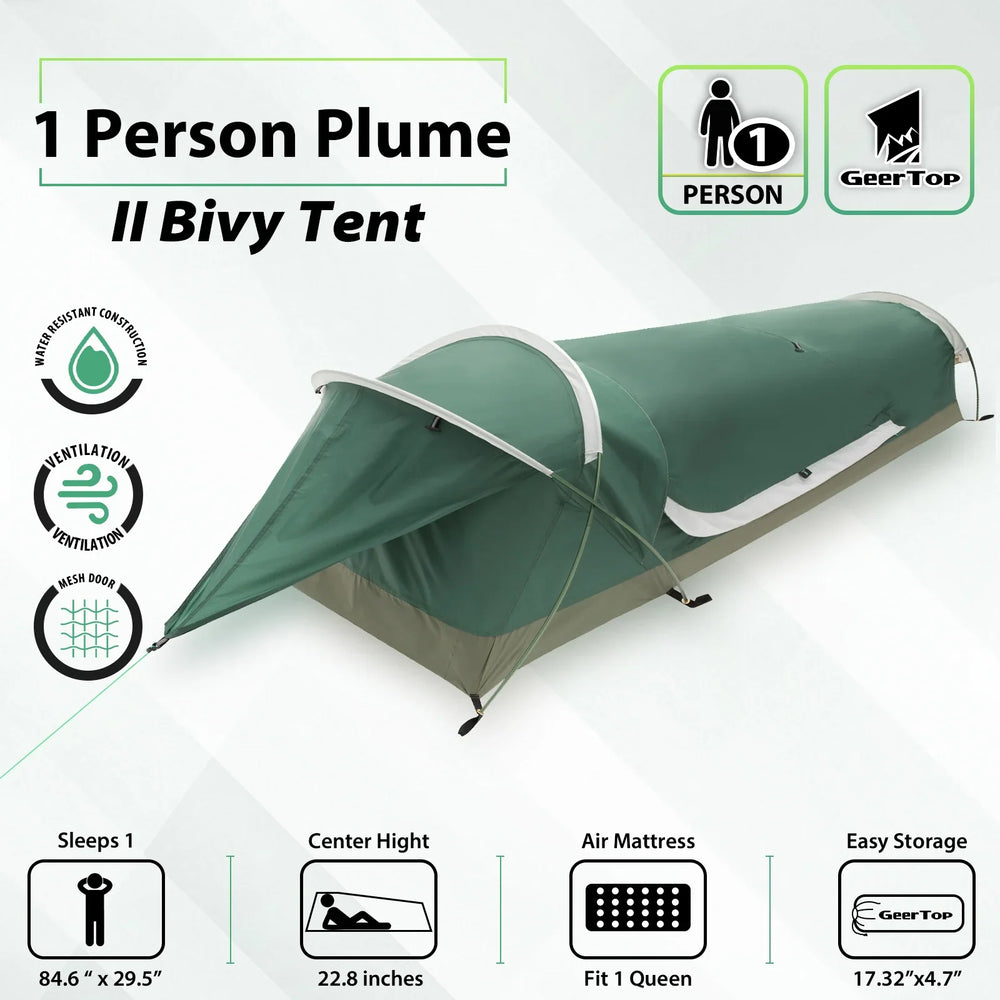 GeerTop backpacking BivyII - 1 Person Ultralight Tent
