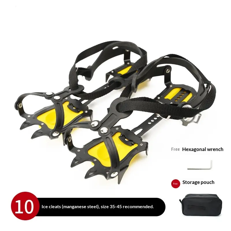 Adjustable 10-Point Ice Cleats | Anti-Slip Crampons for Hiking, Snow & Ice Walking | Fits EU 35–45 Shoes
