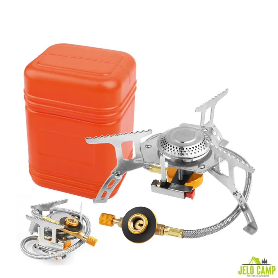 Portable Camping Stove with Piezo Ignition & Propane Adapter | Folding Backpacking Gas Stove