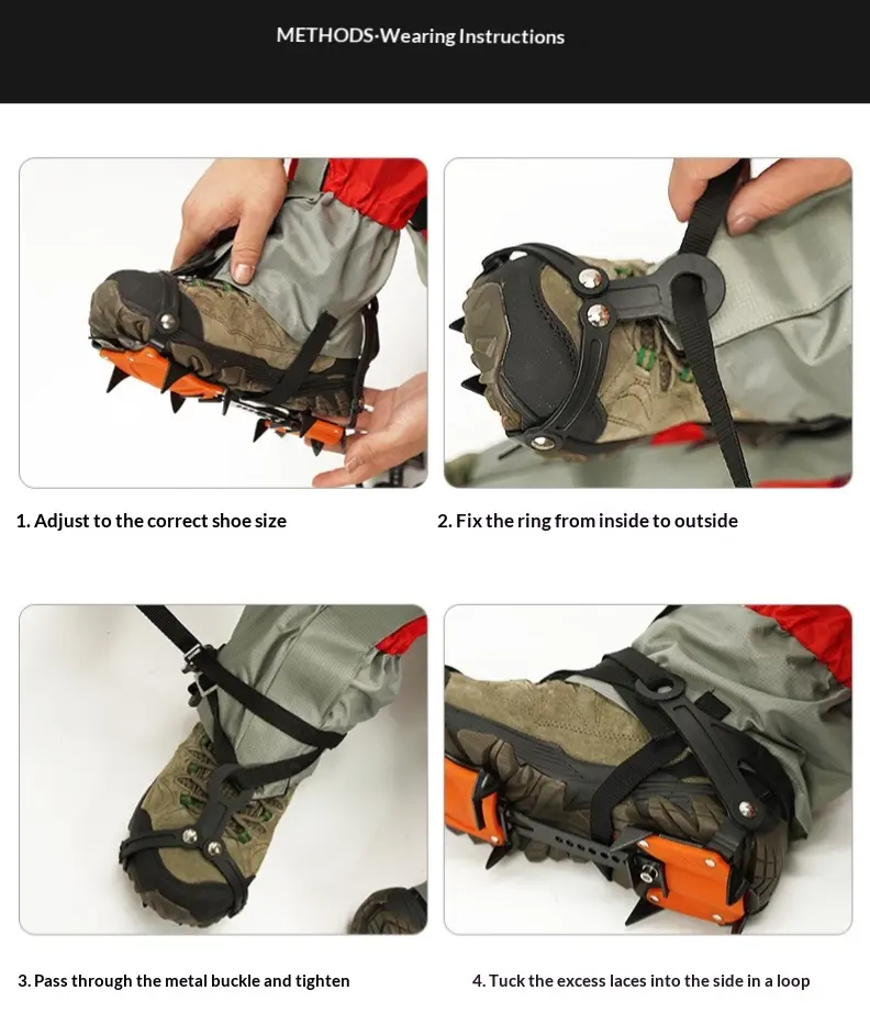 Adjustable 10-Point Ice Cleats | Anti-Slip Crampons for Hiking, Snow & Ice Walking | Fits EU 35–45 Shoes