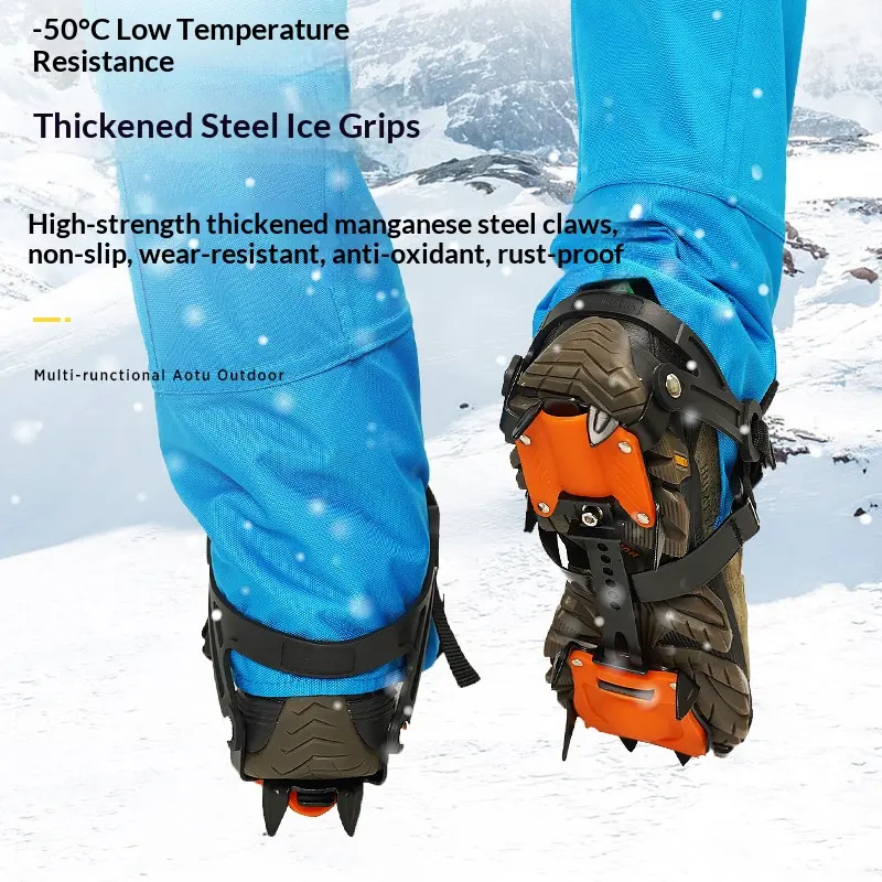 Adjustable 10-Point Ice Cleats | Anti-Slip Crampons for Hiking, Snow & Ice Walking | Fits EU 35–45 Shoes