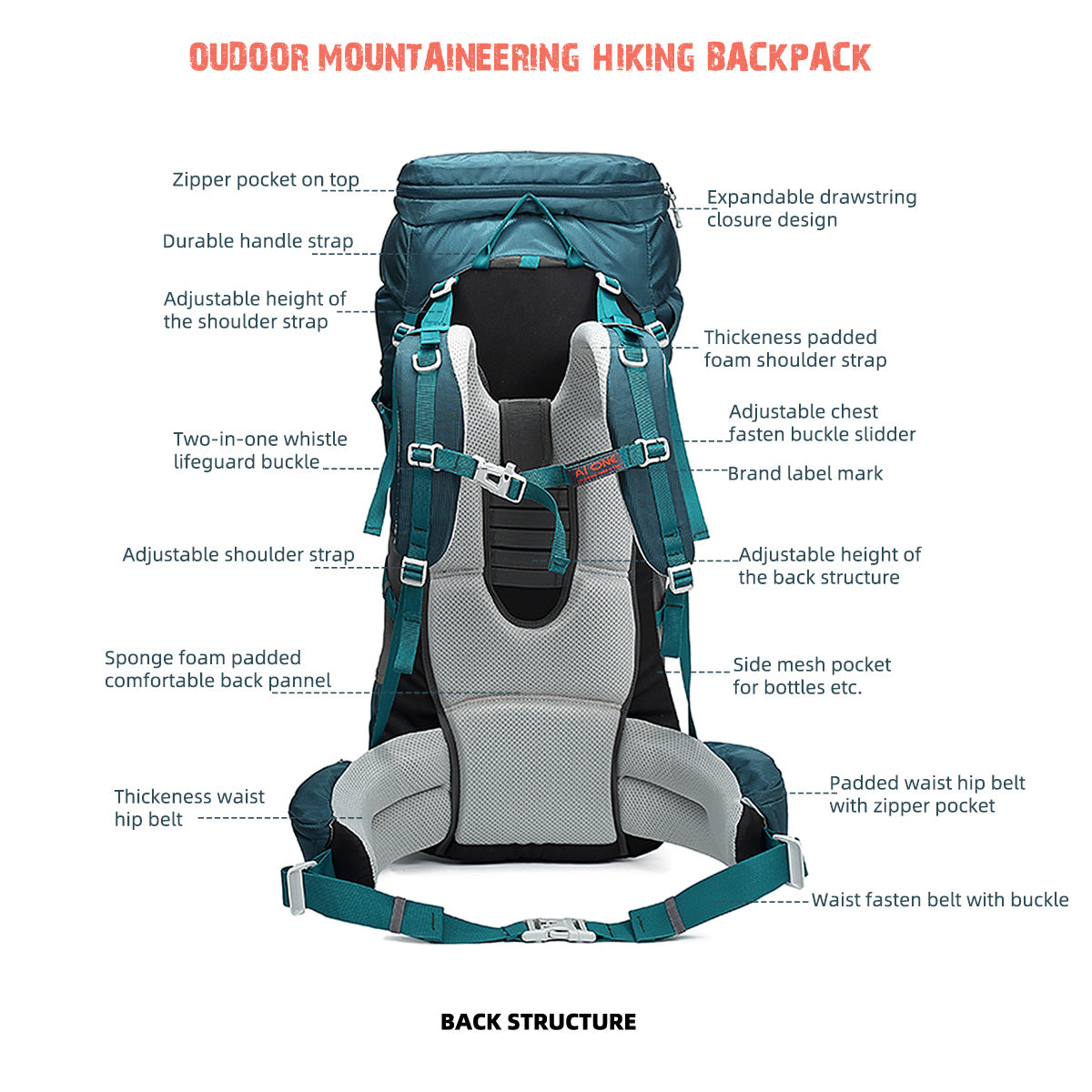 80L Hiking Backpack | Waterproof Trekking & Camping Backpack | AI ONE