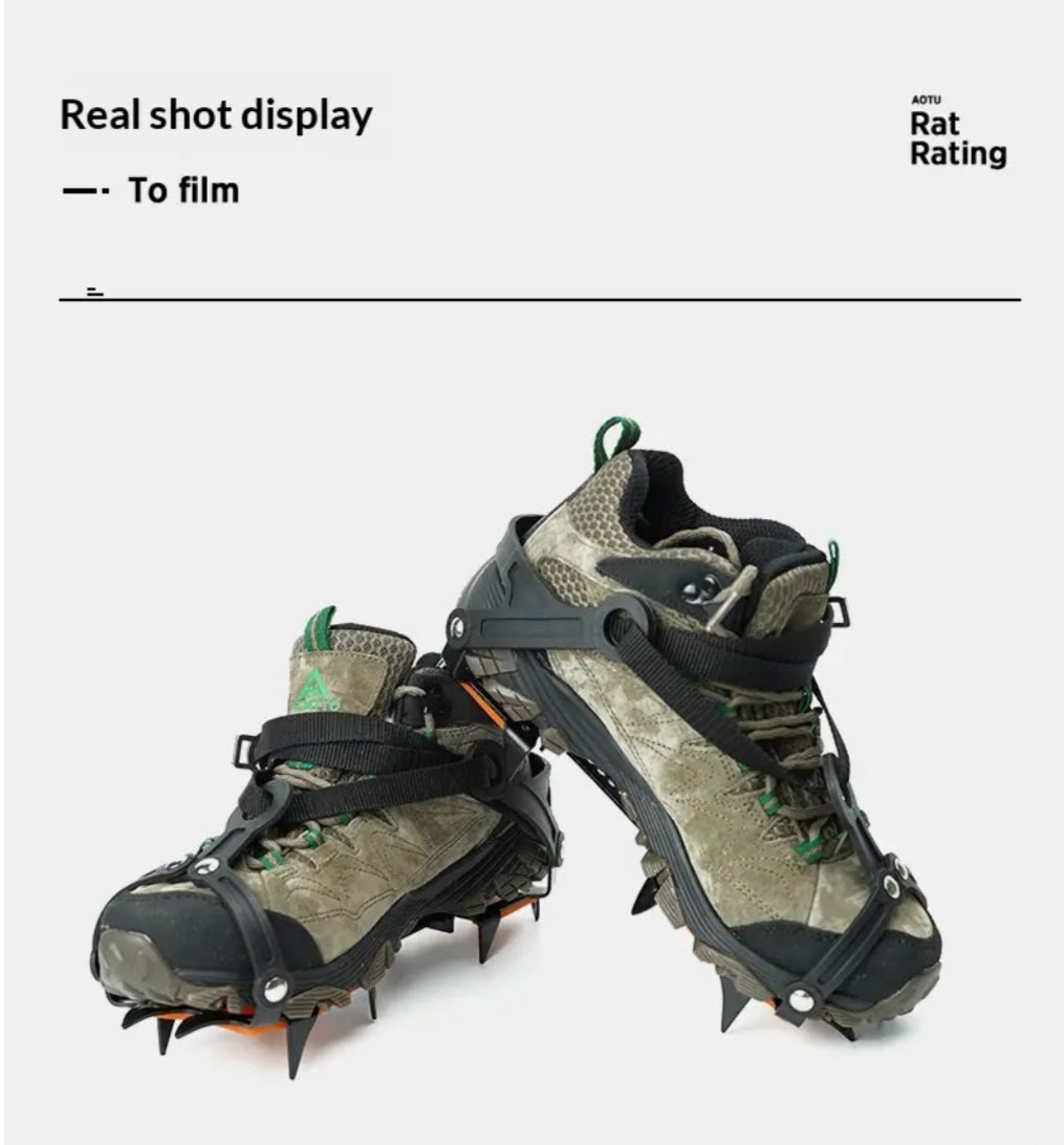 Adjustable 10-Point Ice Cleats | Anti-Slip Crampons for Hiking, Snow & Ice Walking | Fits EU 35–45 Shoes