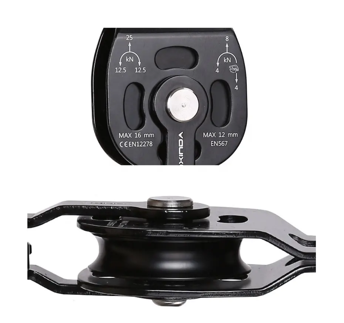 XINDA CE Certified Stainless Steel Heavy Transport Pulley Rescue Tool 25kN Impact Force for Weight Lifting High Altitude Camping