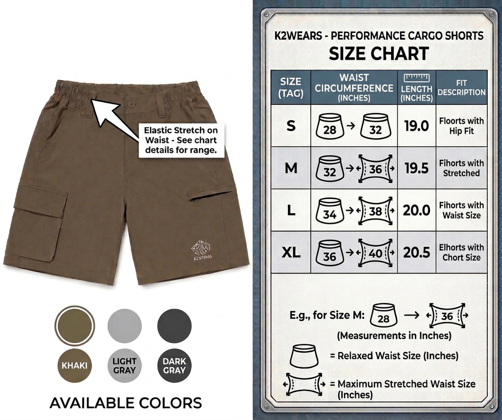 K2WEARS Outdoor Cargo Hiking Shorts – Quick-Dry Utility Shorts