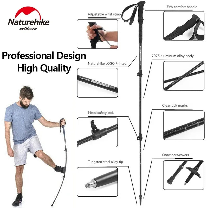 Naturehike Outdoor ST03 Robust 7075 Aluminum Alloy Folding Trekking Pole