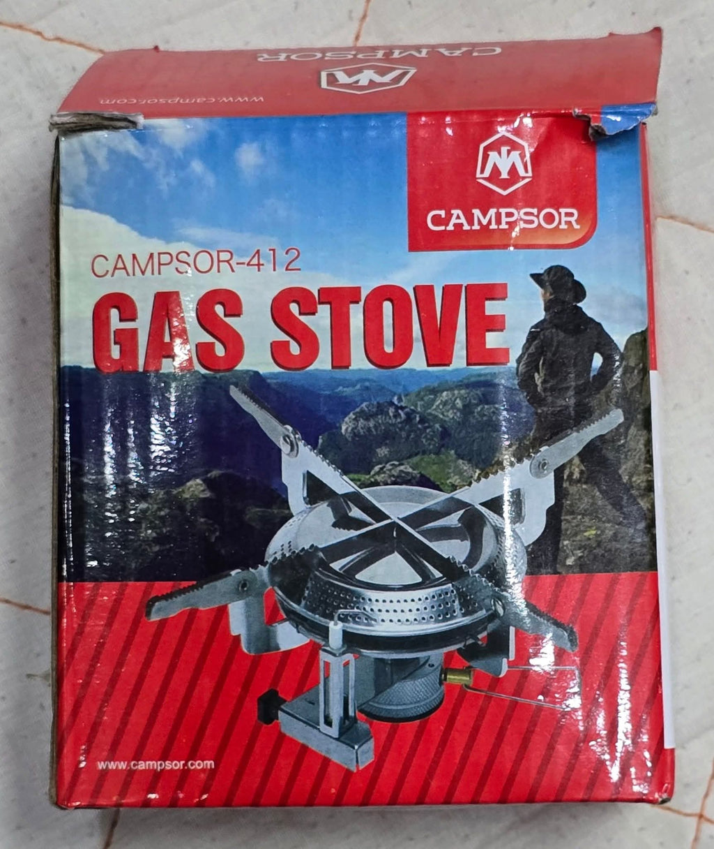 Portable Camping Gas Stove Campsor-412 | Foldable Stainless Steel Backpacking Stove with Carry Bag