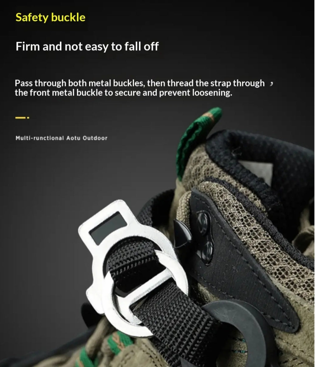 Adjustable 10-Point Ice Cleats | Anti-Slip Crampons for Hiking, Snow & Ice Walking | Fits EU 35–45 Shoes