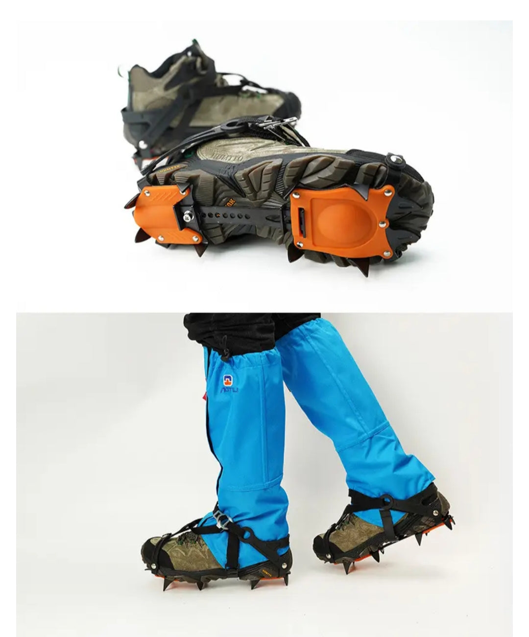 Adjustable 10-Point Ice Cleats | Anti-Slip Crampons for Hiking, Snow & Ice Walking | Fits EU 35–45 Shoes