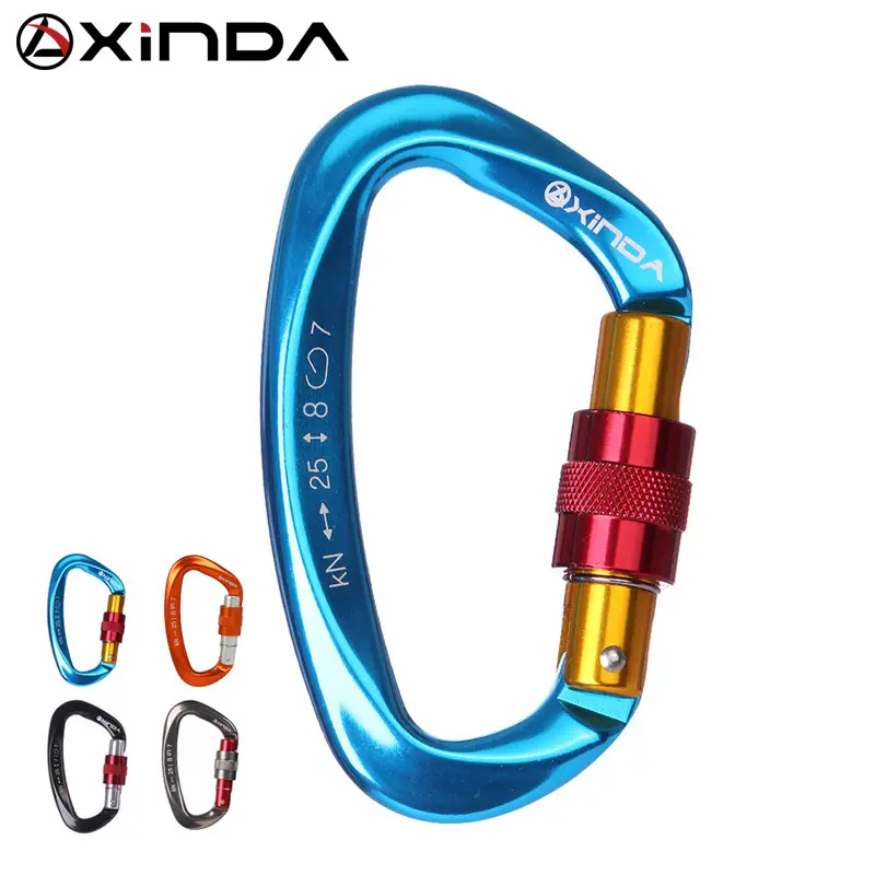 XINDA CE Certified D-Shape Screw Gate Carabiner 25kN | 7075 Aluminum Climbing & Safety Carabiner